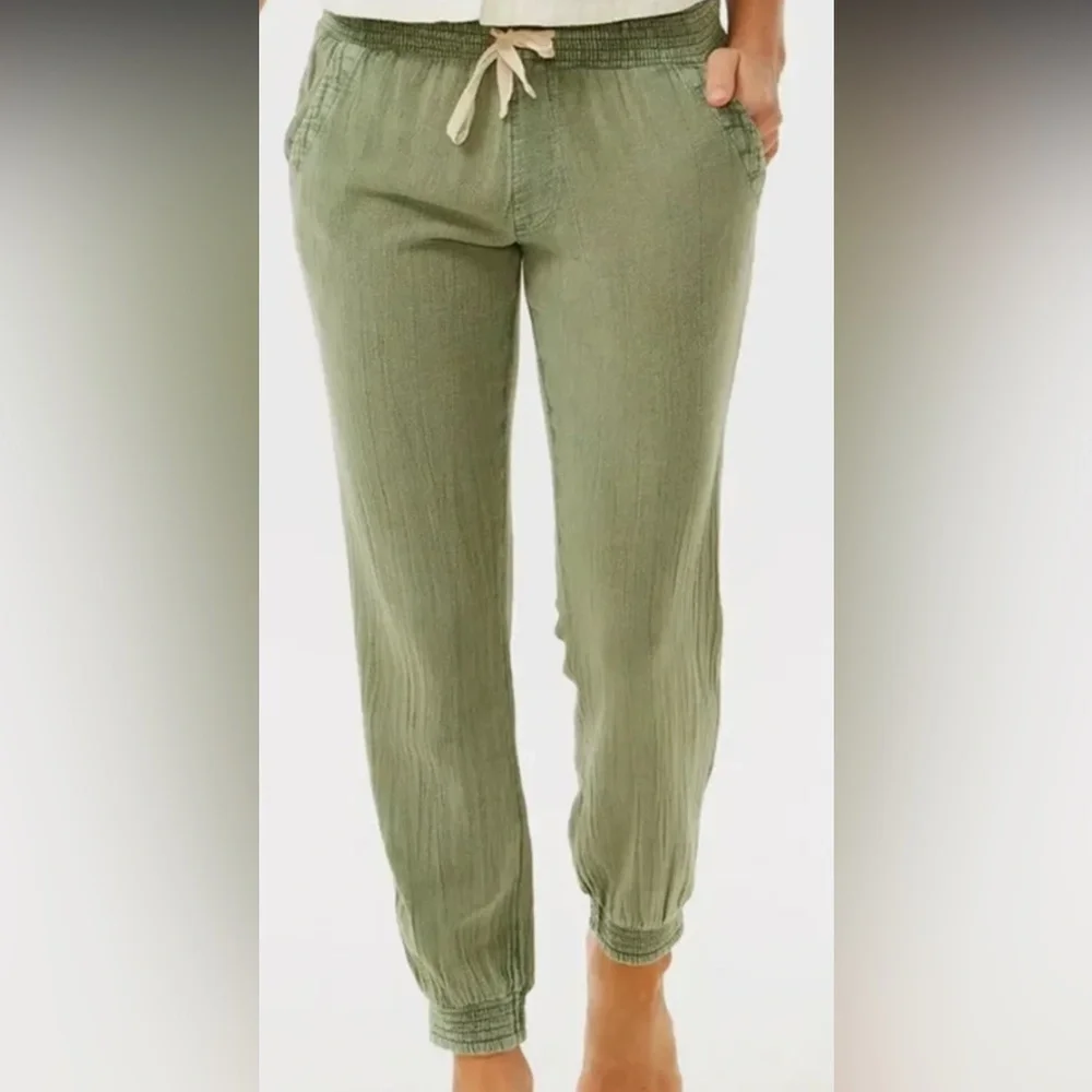 Rip Curl Classic Surf Pants Jogger Cotton Drawstring Beach Green Size Large NWT - Picture 1 of 2